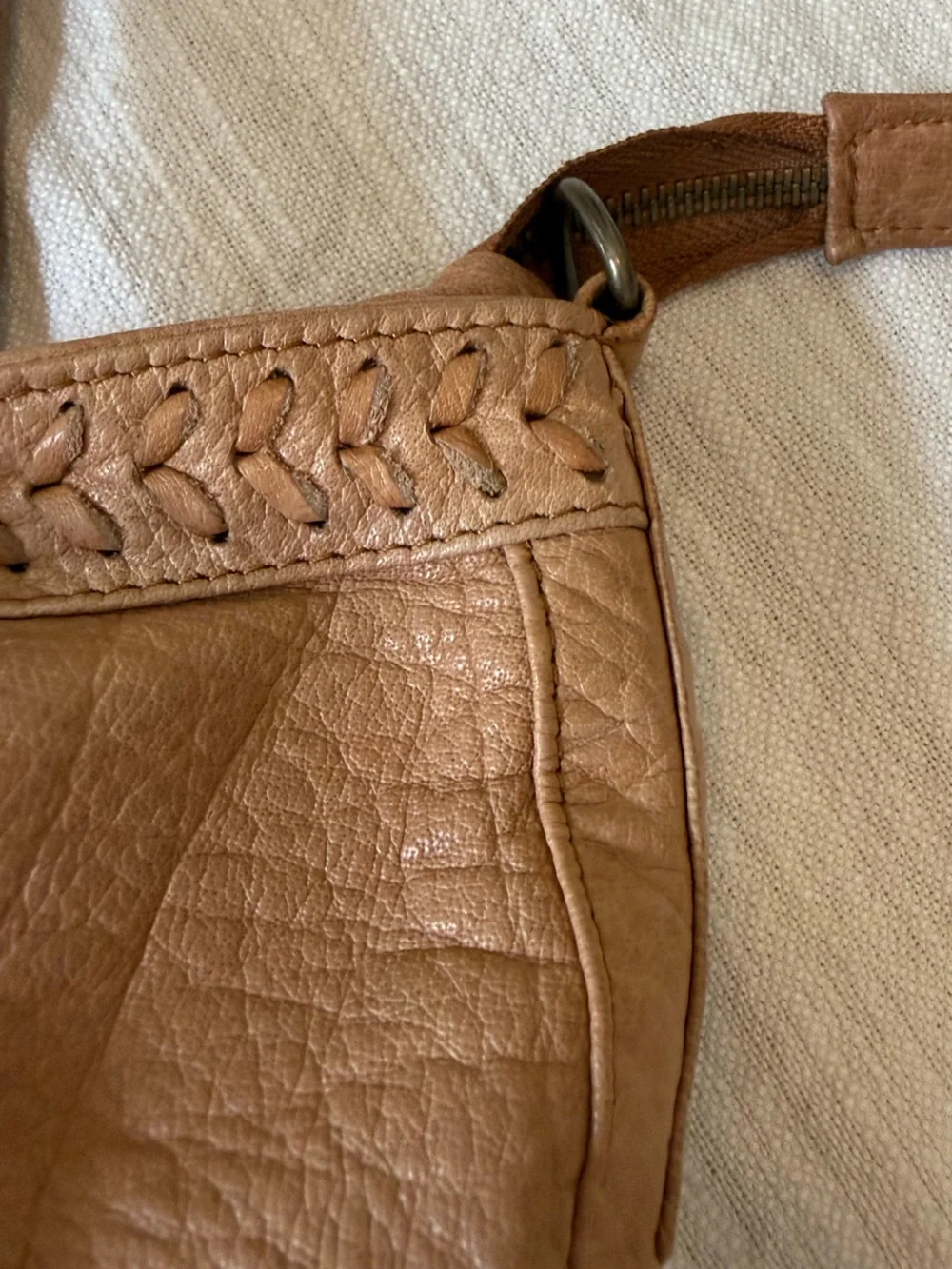 Day & Mood Leather Tassel Slouchy Boho Hobo Shoulder Bag Purse in Tan